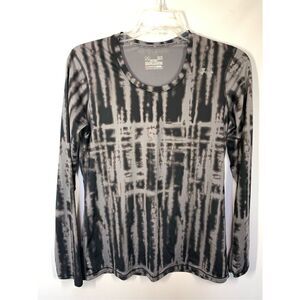 Under Armour Women's Tie-Dye HeatGear Fitted Long Sleeve Top Grey Black Size LG